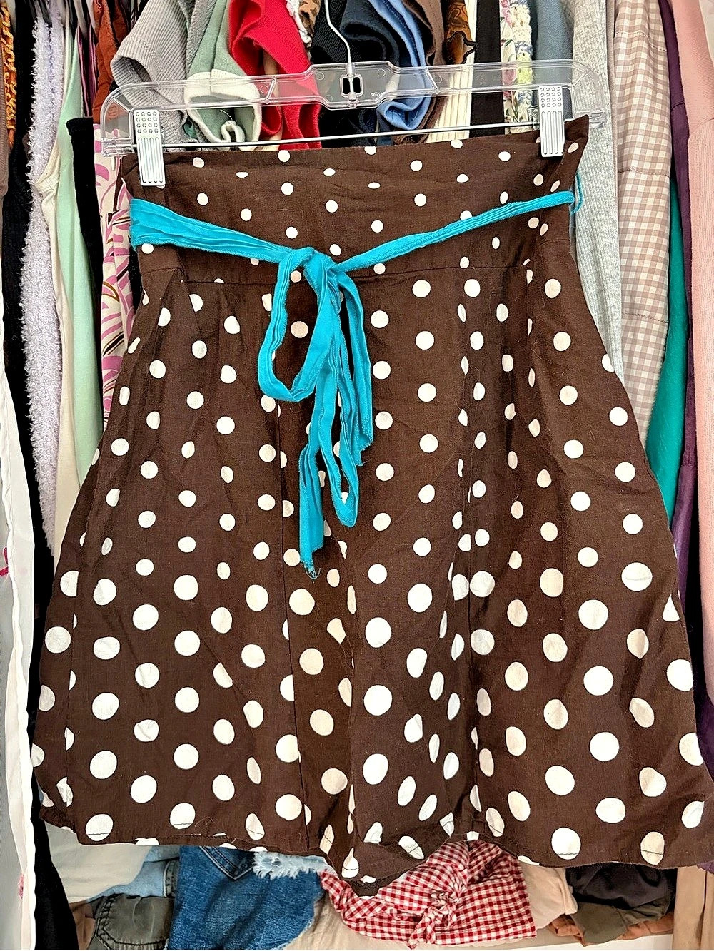 Y2K Heart Soul Polka Dot Skirt in Brown & Turquoise Size 3